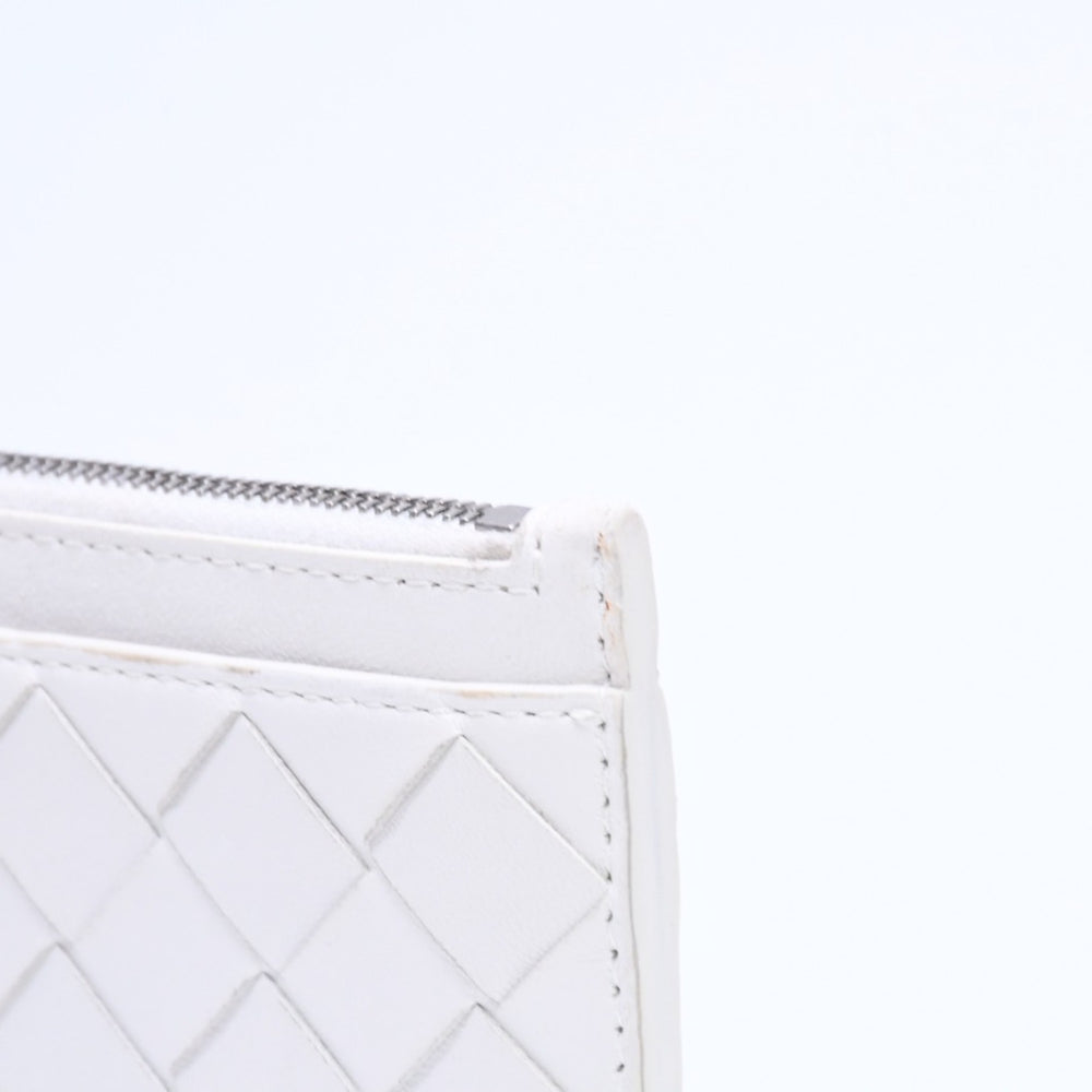 BOTTEGA VENETA Intrecciato Fragment Case Coin Case Wallet White Ivory Silver Hardware S02259110R Good Condition Used 4a009667