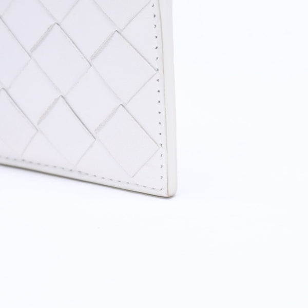 BOTTEGA VENETA ボッテガヴェネタ イントレチャート フラグメントケース コインケース 財布 ホワイト アイボリー シルバー金具 S02259110R 美品 中古 4a009667