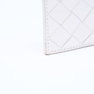 BOTTEGA VENETA ボッテガヴェネタ イントレチャート フラグメントケース コインケース 財布 ホワイト アイボリー シルバー金具 S02259110R 美品 中古 4a009667
