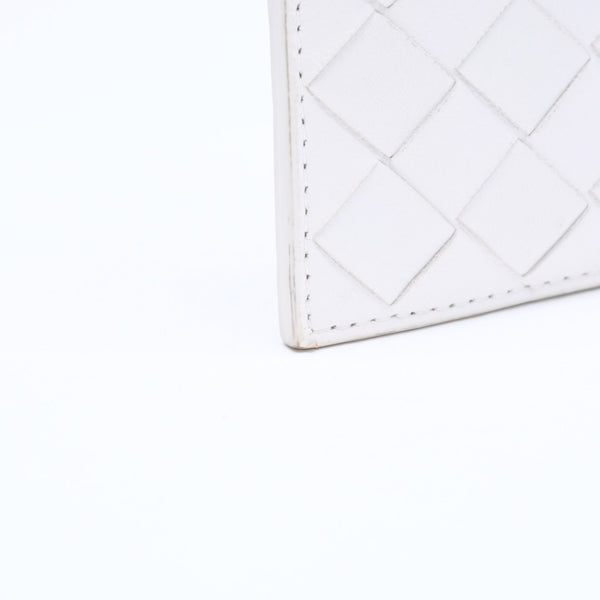 BOTTEGA VENETA ボッテガヴェネタ イントレチャート フラグメントケース コインケース 財布 ホワイト アイボリー シルバー金具 S02259110R 美品 中古 4a009667