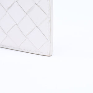 BOTTEGA VENETA ボッテガヴェネタ イントレチャート フラグメントケース コインケース 財布 ホワイト アイボリー シルバー金具 S02259110R 美品 中古 4a009667
