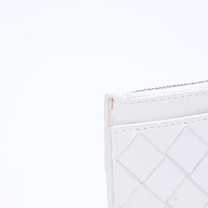 BOTTEGA VENETA ボッテガヴェネタ イントレチャート フラグメントケース コインケース 財布 ホワイト アイボリー シルバー金具 S02259110R 美品 中古 4a009667