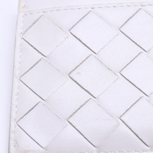 BOTTEGA VENETA ボッテガヴェネタ イントレチャート フラグメントケース コインケース 財布 ホワイト アイボリー シルバー金具 S02259110R 美品 中古 4a009667
