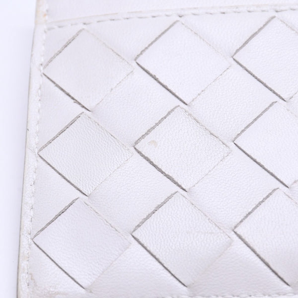 BOTTEGA VENETA ボッテガヴェネタ イントレチャート フラグメントケース コインケース 財布 ホワイト アイボリー シルバー金具 S02259110R 美品 中古 4a009667