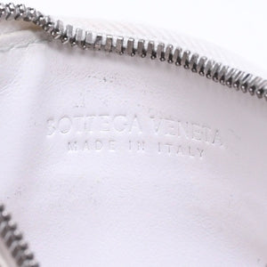 BOTTEGA VENETA ボッテガヴェネタ イントレチャート フラグメントケース コインケース 財布 ホワイト アイボリー シルバー金具 S02259110R 美品 中古 4a009667