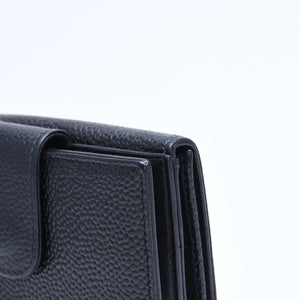 極美品 CHANEL シャネル 3つ折り財布 財布 Wホック ココマーク キャビアスキン 4番台 ブラック 黒 中古 4a009651