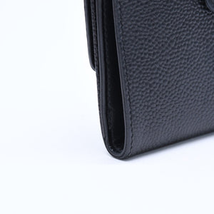 極美品 CHANEL シャネル 3つ折り財布 財布 Wホック ココマーク キャビアスキン 4番台 ブラック 黒 中古 4a009651