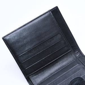 極美品 CHANEL シャネル 3つ折り財布 財布 Wホック ココマーク キャビアスキン 4番台 ブラック 黒 中古 4a009651