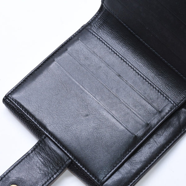 極美品 CHANEL シャネル 3つ折り財布 財布 Wホック ココマーク キャビアスキン 4番台 ブラック 黒 中古 4a009651