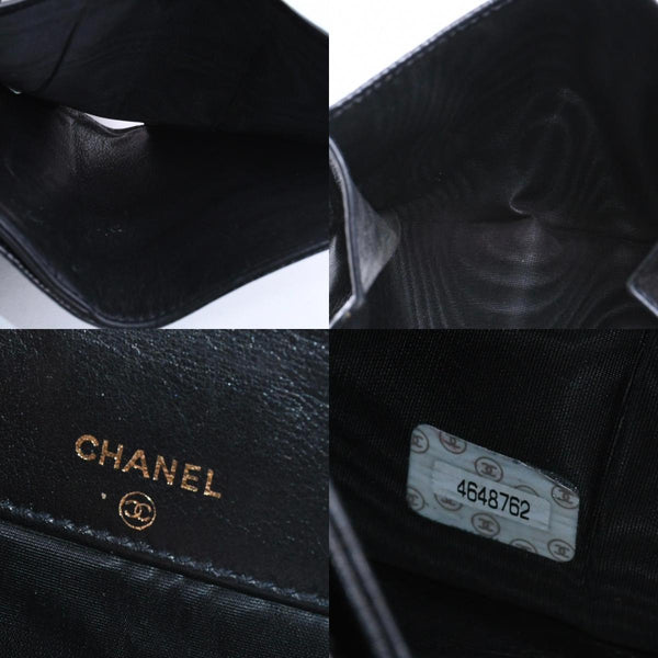 極美品 CHANEL シャネル 3つ折り財布 財布 Wホック ココマーク キャビアスキン 4番台 ブラック 黒 中古 4a009651