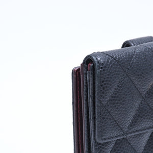 極美品 CHANEL シャネル マトラッセ クラシック スモール フラップ ウォレット A48980 19番台 ブラック キャビアスキン ゴールド金具 中古 4a010041