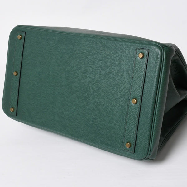 Mint condition HERMES Haut a Courroies 45 handbag, Ardennes green with gold hardware. ◻B stamp, used, item number 4a010051