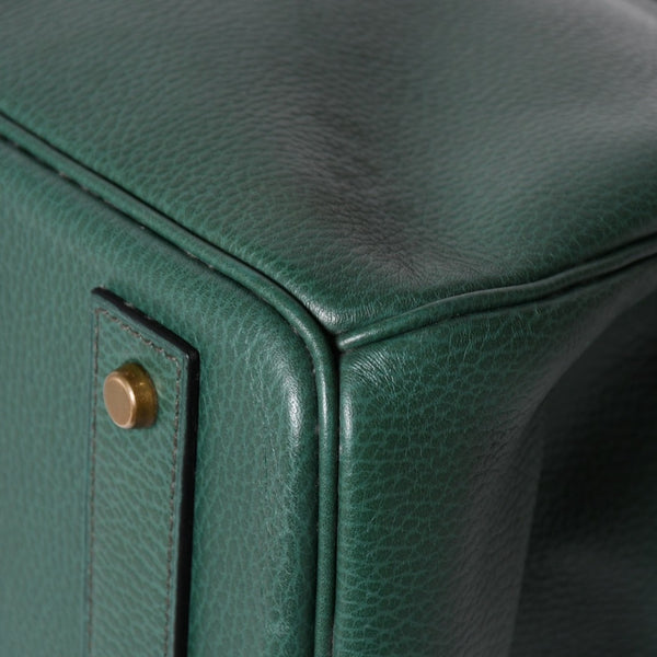 Mint condition HERMES Haut a Courroies 45 handbag, Ardennes green with gold hardware. ◻B stamp, used, item number 4a010051
