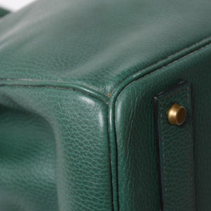 Mint condition HERMES Haut a Courroies 45 handbag, Ardennes green with gold hardware. ◻B stamp, used, item number 4a010051