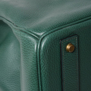 Mint condition HERMES Haut a Courroies 45 handbag, Ardennes green with gold hardware. ◻B stamp, used, item number 4a010051