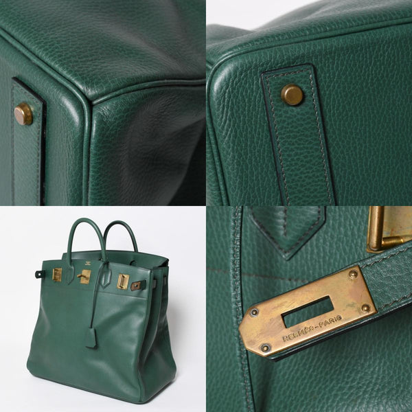 Mint condition HERMES Haut a Courroies 45 handbag, Ardennes green with gold hardware. ◻B stamp, used, item number 4a010051