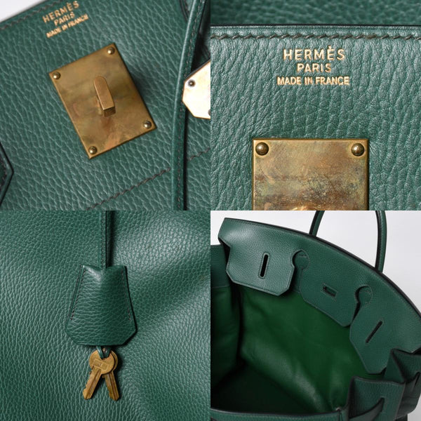 Mint condition HERMES Haut a Courroies 45 handbag, Ardennes green with gold hardware. ◻B stamp, used, item number 4a010051