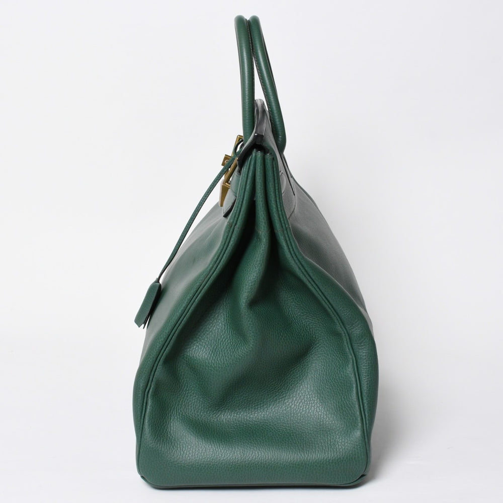 Mint condition HERMES Haut a Courroies 45 handbag, Ardennes green with gold hardware. ◻B stamp, used, item number 4a010051