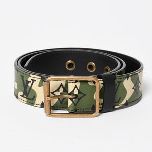 Like new LOUIS VUITTON Belt Suntulle Monogram Moflage Takashi Murakami Size 90 M9646U Gold hardware Used 4a010044