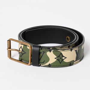 Like new LOUIS VUITTON Belt Suntulle Monogram Moflage Takashi Murakami Size 90 M9646U Gold hardware Used 4a010044