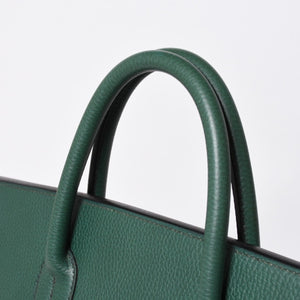 Mint condition HERMES Haut a Courroies 45 handbag, Ardennes green with gold hardware. ◻B stamp, used, item number 4a010051
