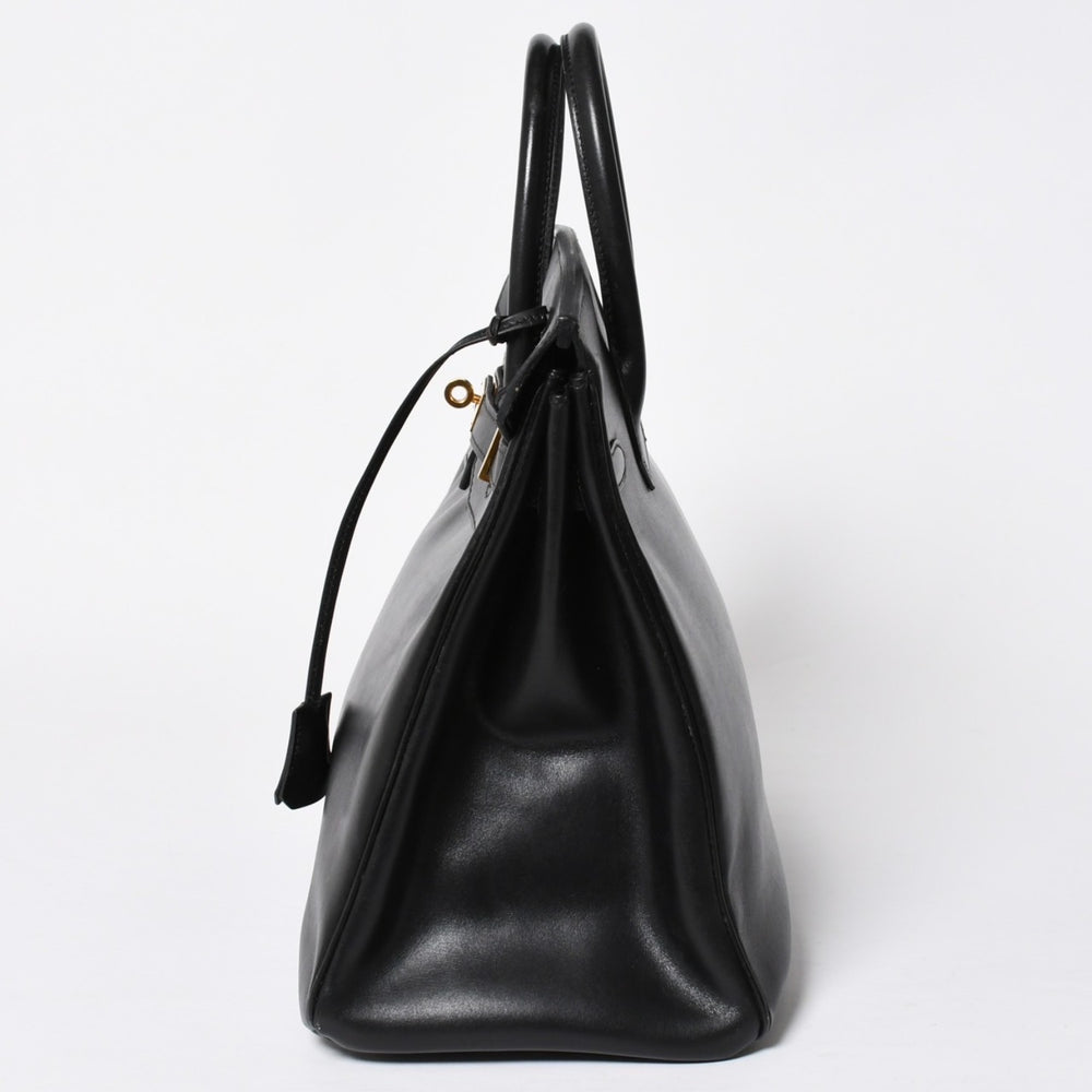 Very Good Condition Hermes HERMES Hautaclois 32 Handbag Box Calf Black Gold Hardware Ladies Mouth A Stamp Used 4a010087