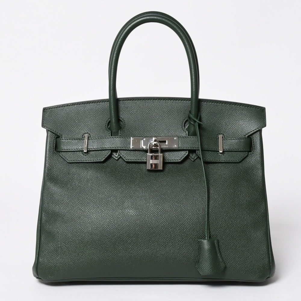 Very good condition HERMES BIRKIN 30 Birkin 30 handbag □R engraved Vaux Epson Vert Anglais Inner stitching Silver hardware Used 4a010130