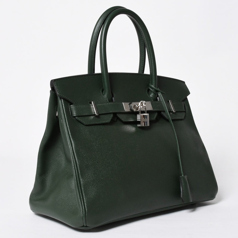 Very good condition HERMES BIRKIN 30 Birkin 30 handbag □R engraved Vaux Epson Vert Anglais Inner stitching Silver hardware Used 4a010130