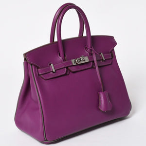 極美品 HERMES エルメス バーキン 25 ハンドバッグ T刻印 アネモネ エトゥープ バイカラー ヴォーシャモニー イニシャル SPO 内縫い 中古 4a010128