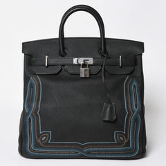 新品同様 HERMES エルメス オータクロア 40 ウェスタン 刺繍 ハンドバッグ ノワール トゴ Z刻印 SV金具 内縫い 中古 4a010131