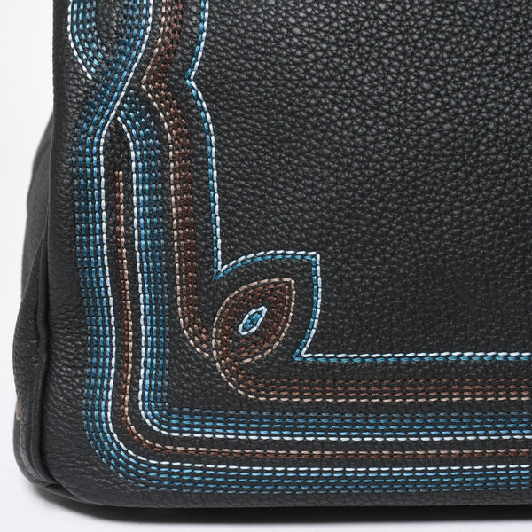 新品同様 HERMES エルメス オータクロア 40 ウェスタン 刺繍 ハンドバッグ ノワール トゴ Z刻印 SV金具 内縫い 中古 4a010131