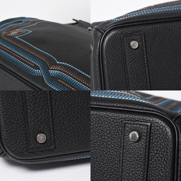 新品同様 HERMES エルメス オータクロア 40 ウェスタン 刺繍 ハンドバッグ ノワール トゴ Z刻印 SV金具 内縫い 中古 4a010131