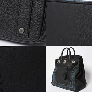 新品同様 HERMES エルメス オータクロア 40 ウェスタン 刺繍 ハンドバッグ ノワール トゴ Z刻印 SV金具 内縫い 中古 4a010131