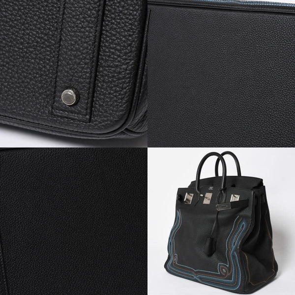新品同様 HERMES エルメス オータクロア 40 ウェスタン 刺繍 ハンドバッグ ノワール トゴ Z刻印 SV金具 内縫い 中古 4a010131