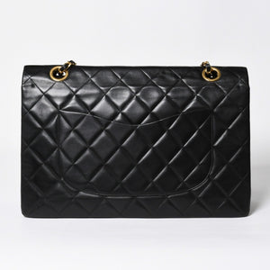 極美品 CHANEL シャネル デカマトラッセ 50 Wフラップ Wチェーンショルダーバッグ 1番台 ココマーク カーフスキン ブラック 中古 4a009338