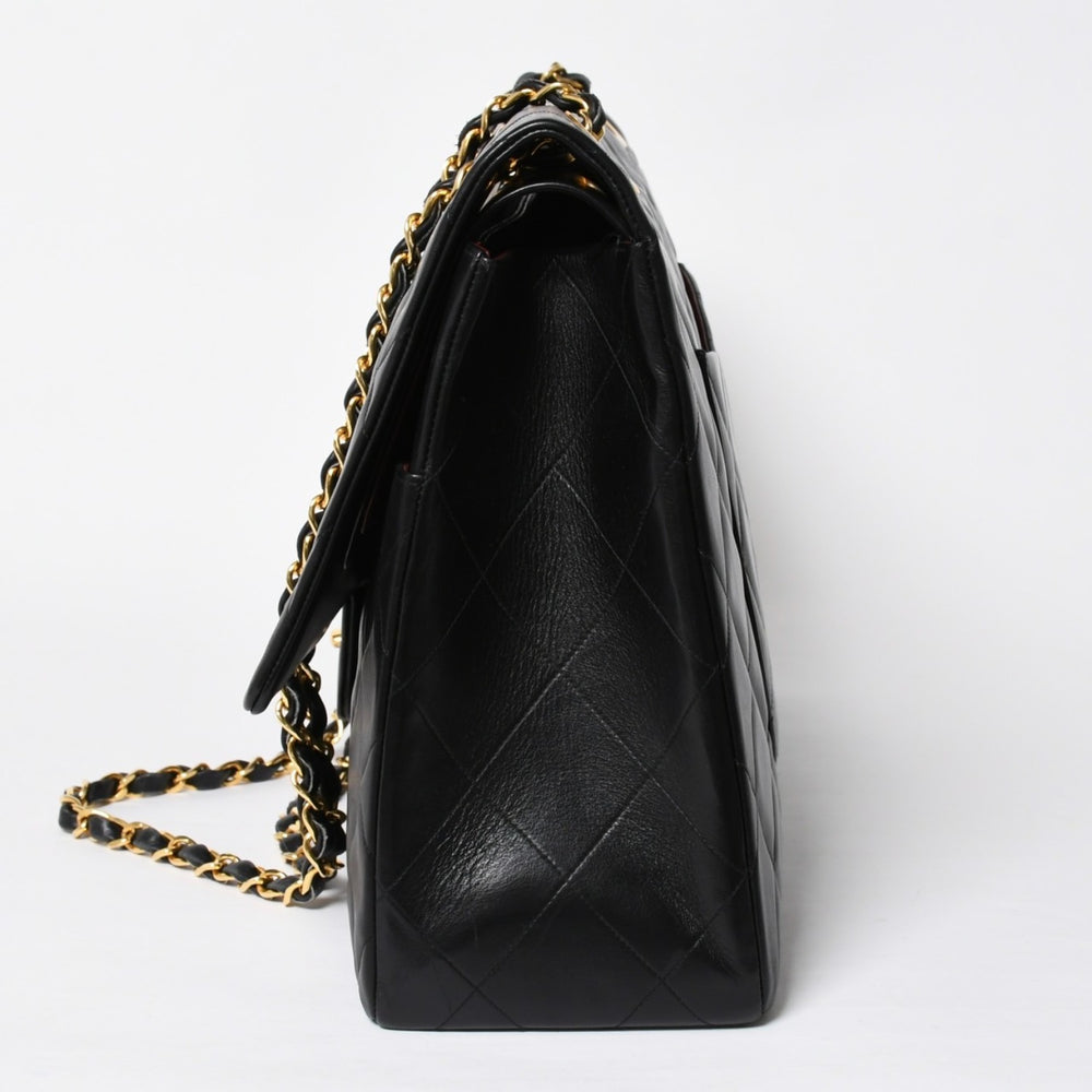 Very good condition CHANEL CHANEL Deca Matelasse 50 W flap W chain shoulder bag No. 1 here mark calfskin black used 4a009338