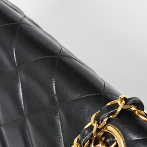 極美品 CHANEL シャネル デカマトラッセ 50 Wフラップ Wチェーンショルダーバッグ 1番台 ココマーク カーフスキン ブラック 中古 4a009338