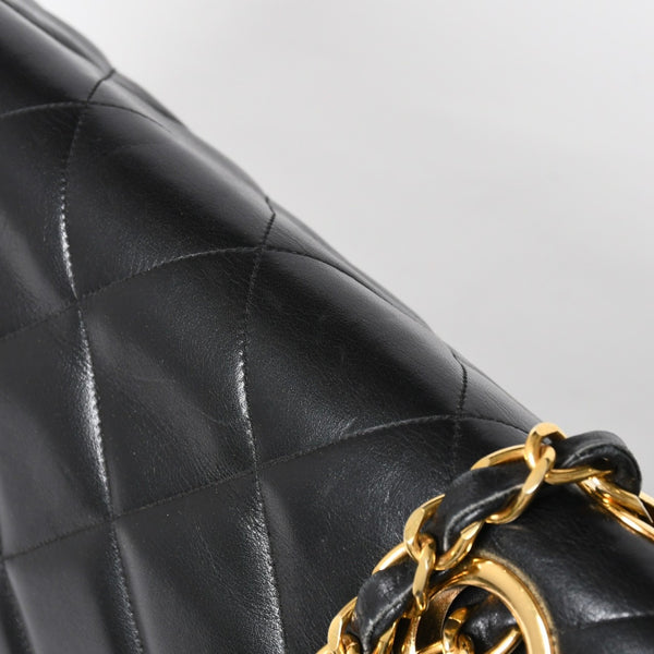 極美品 CHANEL シャネル デカマトラッセ 50 Wフラップ Wチェーンショルダーバッグ 1番台 ココマーク カーフスキン ブラック 中古 4a009338