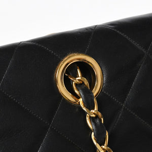 極美品 CHANEL シャネル デカマトラッセ 50 Wフラップ Wチェーンショルダーバッグ 1番台 ココマーク カーフスキン ブラック 中古 4a009338