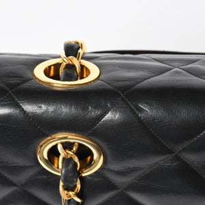 極美品 CHANEL シャネル デカマトラッセ 50 Wフラップ Wチェーンショルダーバッグ 1番台 ココマーク カーフスキン ブラック 中古 4a009338