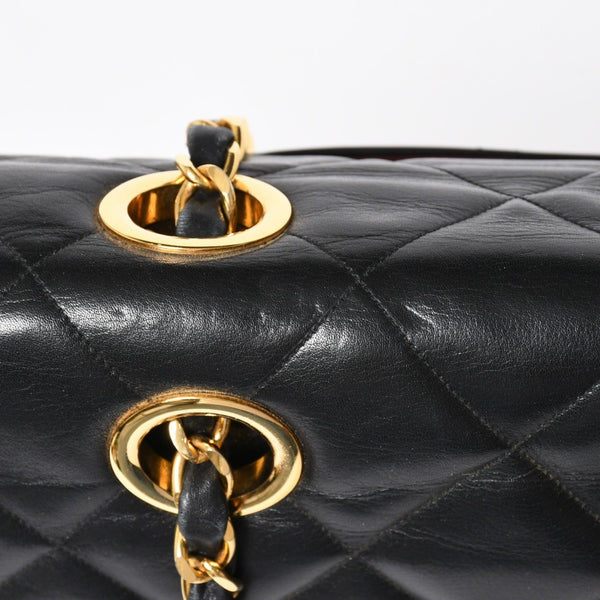 極美品 CHANEL シャネル デカマトラッセ 50 Wフラップ Wチェーンショルダーバッグ 1番台 ココマーク カーフスキン ブラック 中古 4a009338
