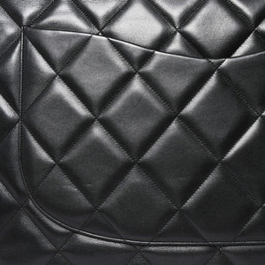 極美品 CHANEL シャネル デカマトラッセ 50 Wフラップ Wチェーンショルダーバッグ 1番台 ココマーク カーフスキン ブラック 中古 4a009338