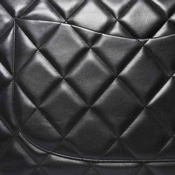 極美品 CHANEL シャネル デカマトラッセ 50 Wフラップ Wチェーンショルダーバッグ 1番台 ココマーク カーフスキン ブラック 中古 4a009338