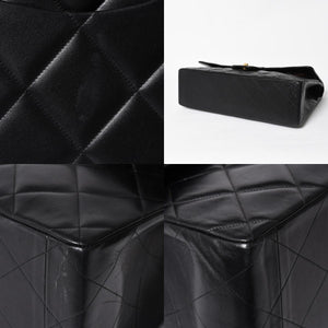 極美品 CHANEL シャネル デカマトラッセ 50 Wフラップ Wチェーンショルダーバッグ 1番台 ココマーク カーフスキン ブラック 中古 4a009338