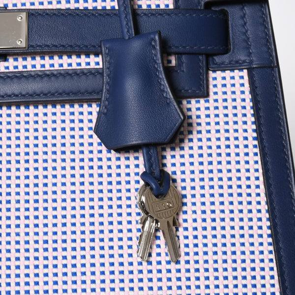 新品同様 HERMES エルメス ケリー28 トワルキャドリーユ スイフト ブルーサフィール エクリュ モーヴ 外縫い U刻印 中古 4a010179