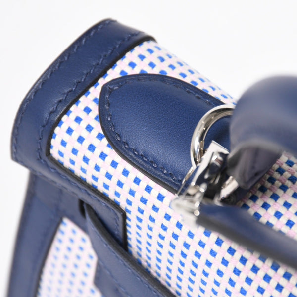新品同様 HERMES エルメス ケリー28 トワルキャドリーユ スイフト ブルーサフィール エクリュ モーヴ 外縫い U刻印 中古 4a010179