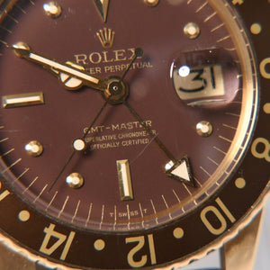 ROLEX ロレックス GMTマスター 腕時計 1675/8 重量約77.10g 18KYG AT ブラウン文字盤 レザー 美品 中古 4a010224