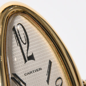 極美品 CARTIER カルティエ べニュワール アロンジェ 腕時計 2605 重量約42.57g 18KYG クオーツ ブラック ゴールド シルバー文字盤 中古 4a010225