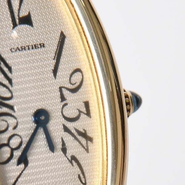 極美品 CARTIER カルティエ べニュワール アロンジェ 腕時計 2605 重量約42.57g 18KYG クオーツ ブラック ゴールド シルバー文字盤 中古 4a010225