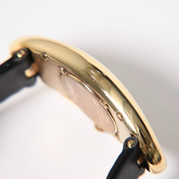 極美品 CARTIER カルティエ べニュワール アロンジェ 腕時計 2605 重量約42.57g 18KYG クオーツ ブラック ゴールド シルバー文字盤 中古 4a010225